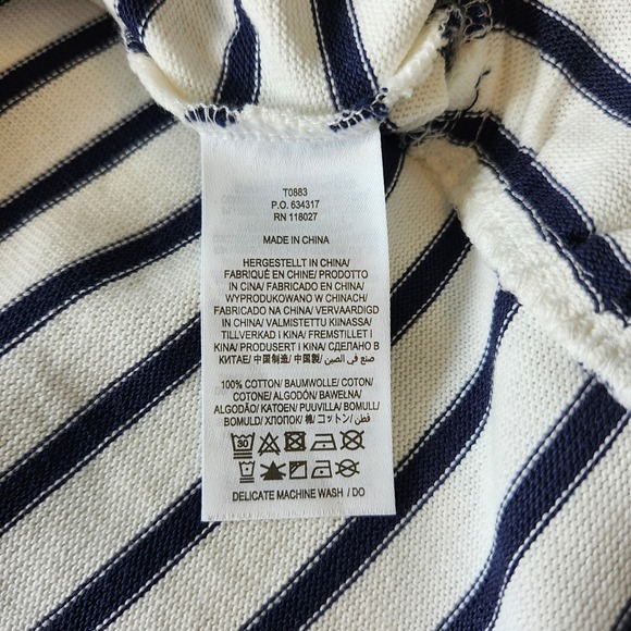 NWT Boden Frilled Ruffle side split Jersey Top Sweater blue white Striped sz 6 - Picture 8 of 8